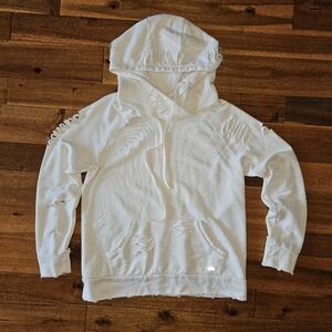 Alo Yoga Off White Distressed Destroyed Hoodie Size Medium
